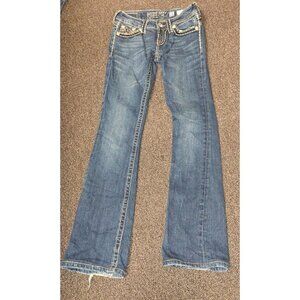 Miss Me JPD1017 Easy Boot Jeans Womens 25X30 Dark Wash Flap Pocket Denim Stitch